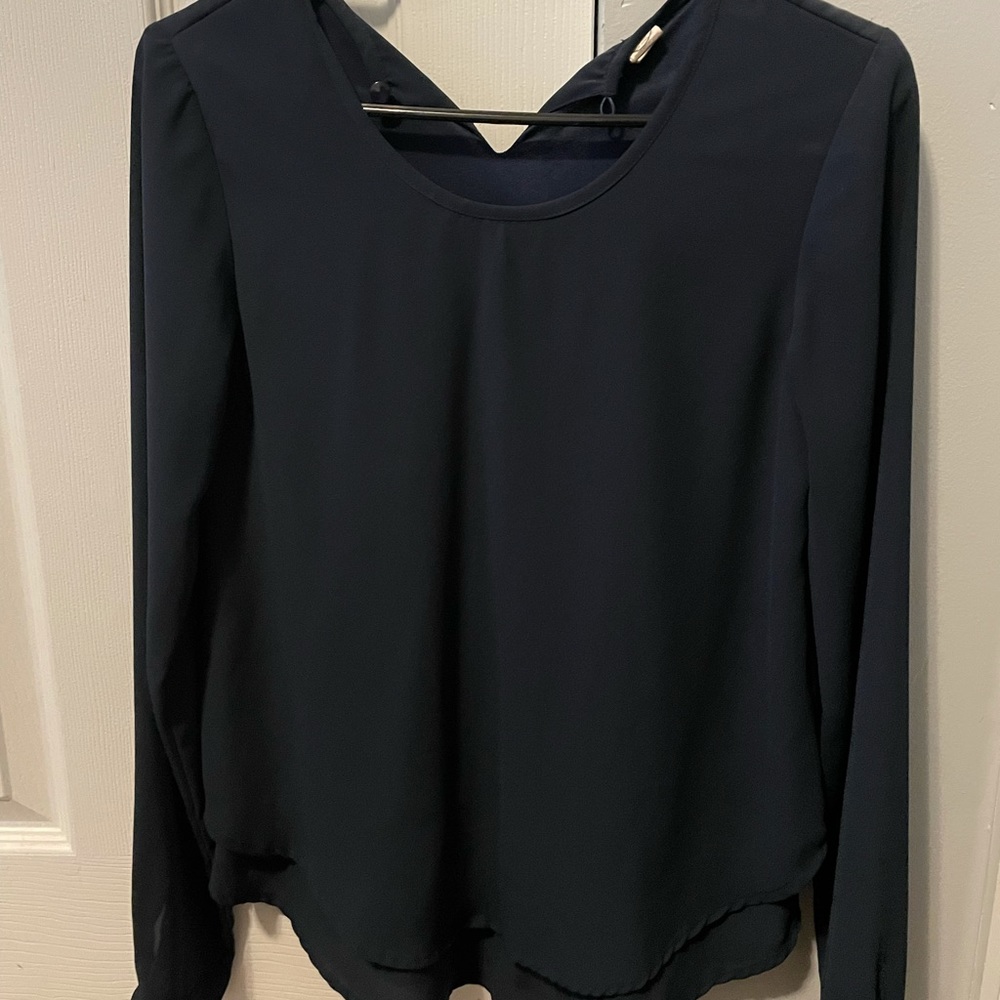 Long sleeve navy blouse